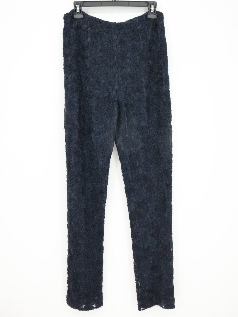 Carlisle Dress Pants Womens 8 Navy Blue Lace Beaded Lined Skinny Vintage